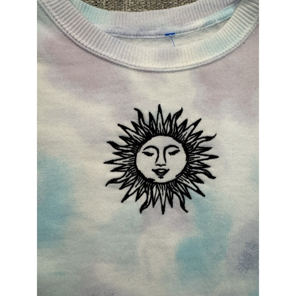 Hollister Womens Sweatshirt XSmall Pink White‎ Blue Jumper Cropped Tie Dye - Picture 8 of 12